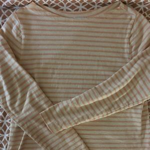 Vintage GAP Long Sleeved Peach Striped Boatneck Tee